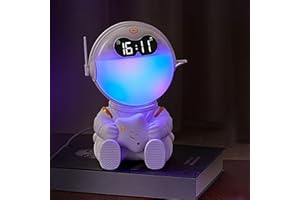 ＳＯＴＫＺＴ Astronaut Kids Sunrise Alarm Clock, 7 Dimmable Light Wake Clock for Teens, White Noise Bluetooth Speaker with 9 Soothing Sounds, Best Modern Alarm for Heavy Sleepers, Adults, Boys in Bedroom(XX)