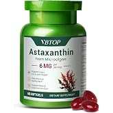Astaxanthin 6 mg Supplement, Natural Antioxidant Supplement, 60 softgels | Supports Eye, Skin, Joint, and Immune System Health. Fresh microalgae Source, for Women &amp; Men Non-GMO, Gluten-Free
