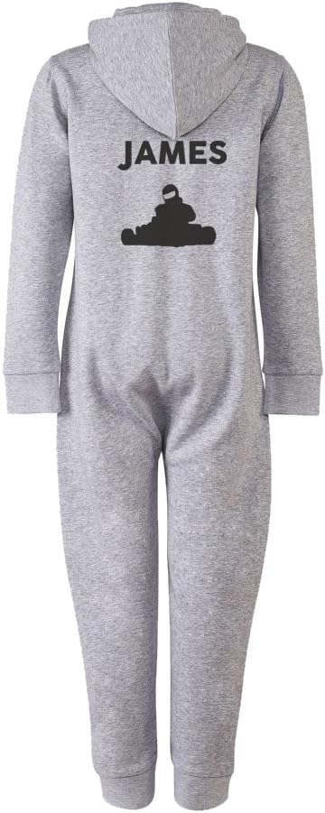 iClobber Go Kart Karting Onesie Personalised with Your Name and Initials Age 9-10 Heather