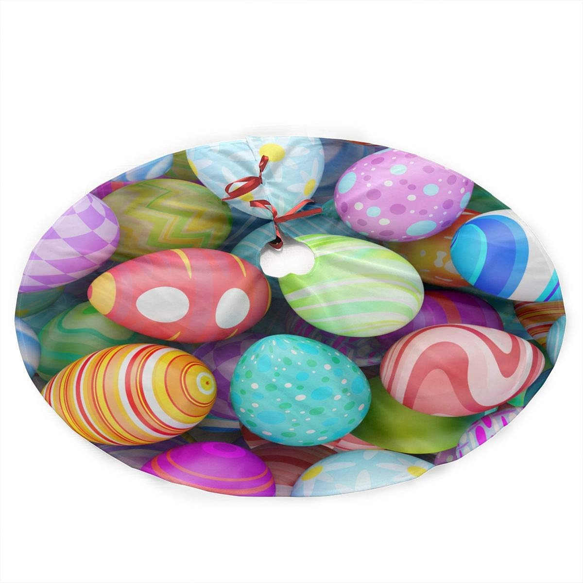 SXKKoin 35.5" Traditional Holiday Christmas Tree Skirt with Colorful Beautiful Easter Eggs Design