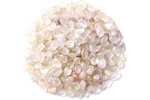 SEEKUP 1 Lb (460 g) Off-White Agate Stones Decorative Rocks Irregular Gemstone Natural Crystal Pebbles Crushed Quartz Pieces for Jewelry Making/Handwork Craft/Home Decoration