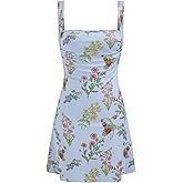 CIDER Women's Summer Floral Sun Dress Cute Square Neck Sleeveless Mini Dresses Trendy