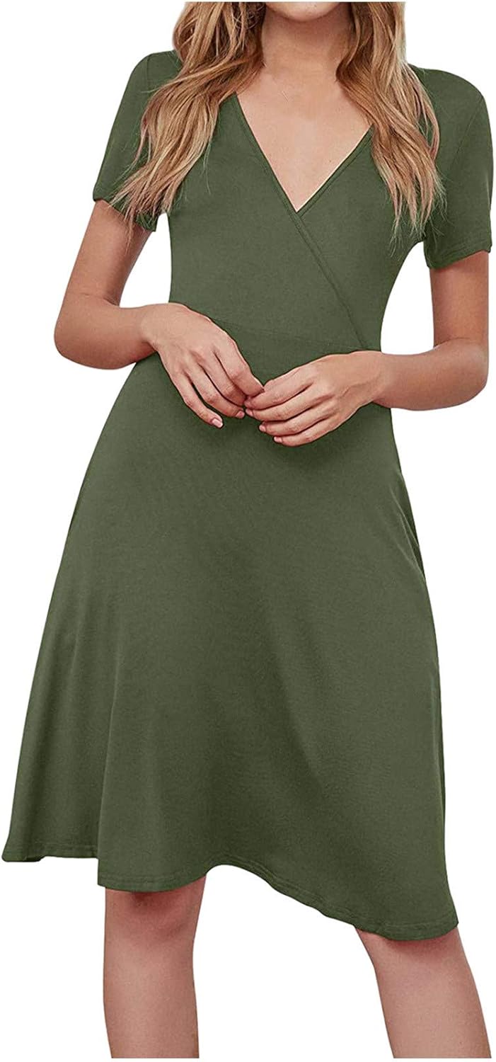 Summer Dresses for Women Sale Clearance Ladies’s Fashion Dress Solid