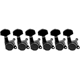 Musiclily Pro R15J-12 6 inline Locking Tuners Tuning Pegs Keys Set Black | Machine Heads, for Strat Tele Style Guitar