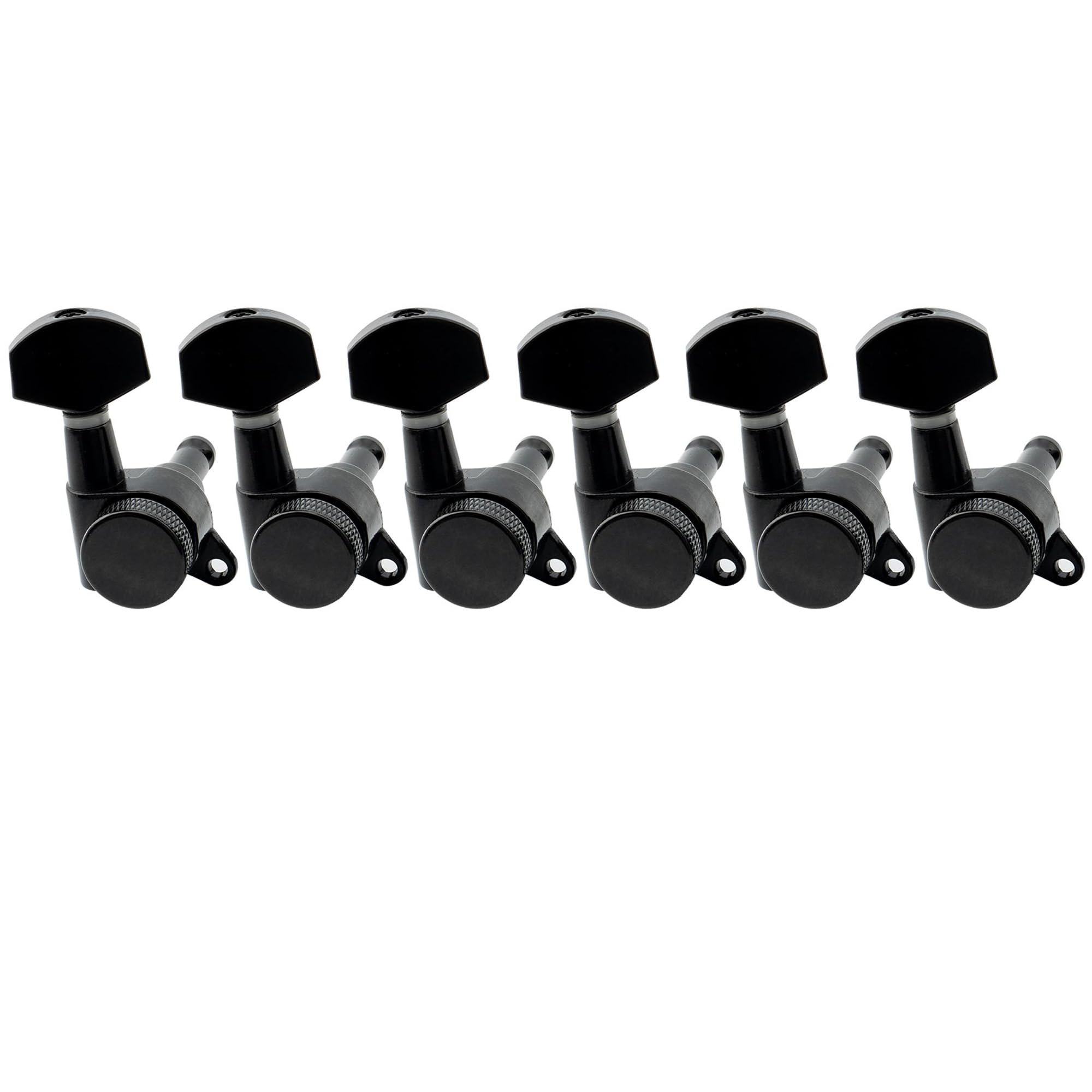 Musiclily Pro 6 inline Guitar Locking Tuners Tuning Pegs Keys Machine Heads Set for Fender Stratocaster Telecaster Electric Guitar, Black