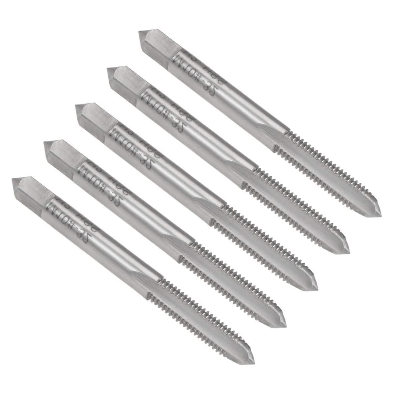 TOP-VIGOR 10-32 UNF Straight Flute Thread, Screw Machine Tap with H2 Tolerance, High Speed Steel 3 Flutes Screw Thread Milling Tap 5pcs