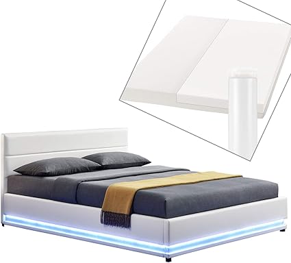 Amazon De Artlife Led Polsterbett Toulouse 140 200 Cm Mit Matratze Lattenrost Bettkasten