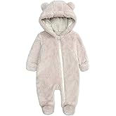 Babymine Newborn Baby Jumpsuit Hooded Fleece Rompers Long Sleeve Onesie Outwear Outfits