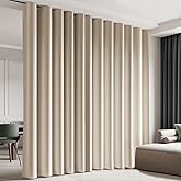 Cbsroro Room Divider Blackout Curtain Track Curtains Wall Dividers Panels Screen for Living Rooms Bedroom Office Privacy Partition Separation, W100 &times; L84 Inch,1 Panel, Beige