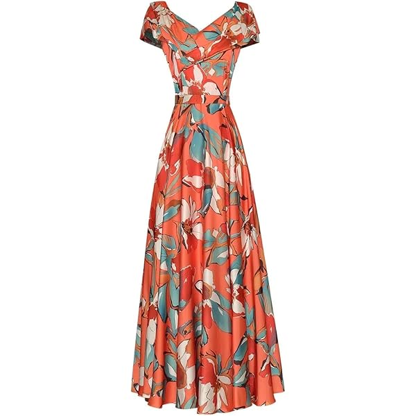 Women's Floral Print Prom Dress With Pockets – Satin Evening Gown, Strapless & A-Line Styles