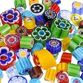 MUCOFEI 125g Frit Millefiori Glass for Fusing Glass, Millefiori Glass Mosaic Tiles for DIY Crafts, No-Hole Millefiori Glass Beads for Christmas Ornaments, Mosaic Jewelry Decor