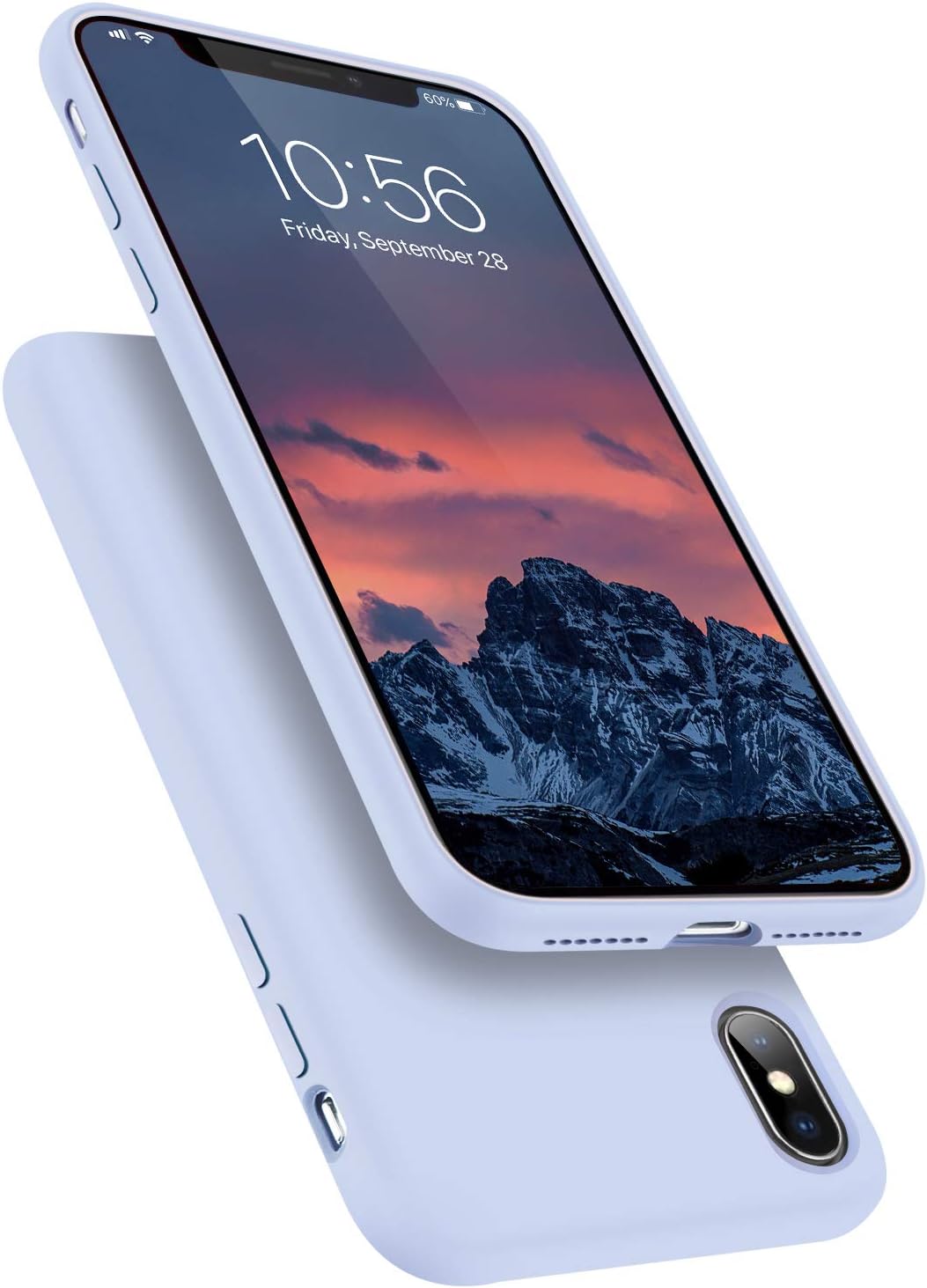 Segoi Liquid Silicone Case Compatible with iPhone XsMax 6.5 inch, Gel Rubber Full Body Protection Shockproof Cover Case Drop Protection Case - Light Purple
