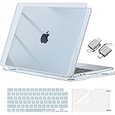 MOSISO Compatible with MacBook Air 13 inch Case 2026 2025 2024 2023 2022 M4 A3240 M3 A3113 M2 A2681,Plastic Hard Shell&Keyboard Cover&ScreenFilm&Type C for MacBook Air 13.6 inch Case, Crystal Sky Blue