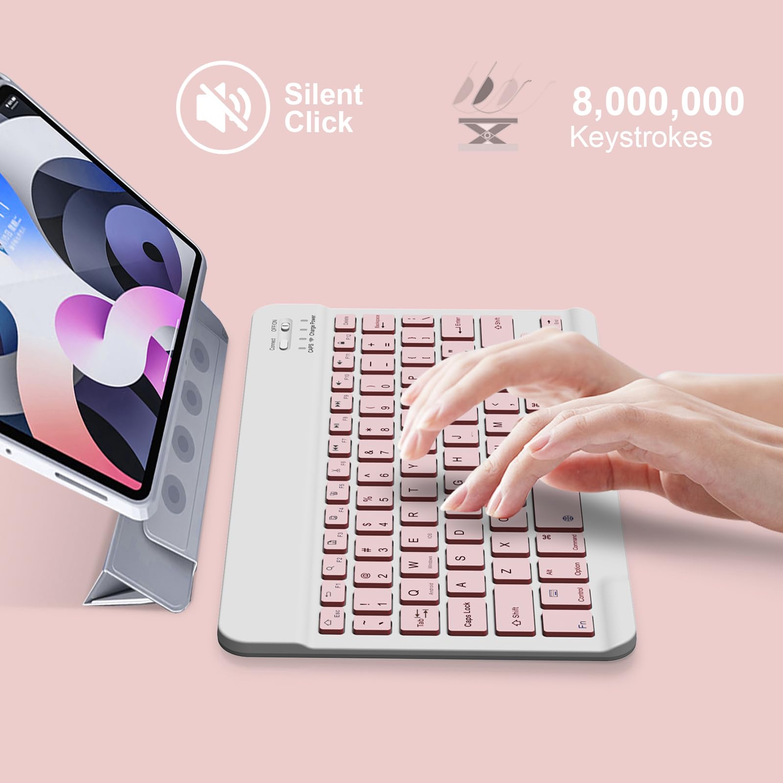 Bluetooth Keyboard for iPad 10th Generation, iPad Pro 13/12/11/10/9/8/7 inch, iPad Air 13/11th Gen, iPad mini, Samsung Xiaomi Tablets, etc. - Slim Wireless Portable Travel Office Computer Accessories