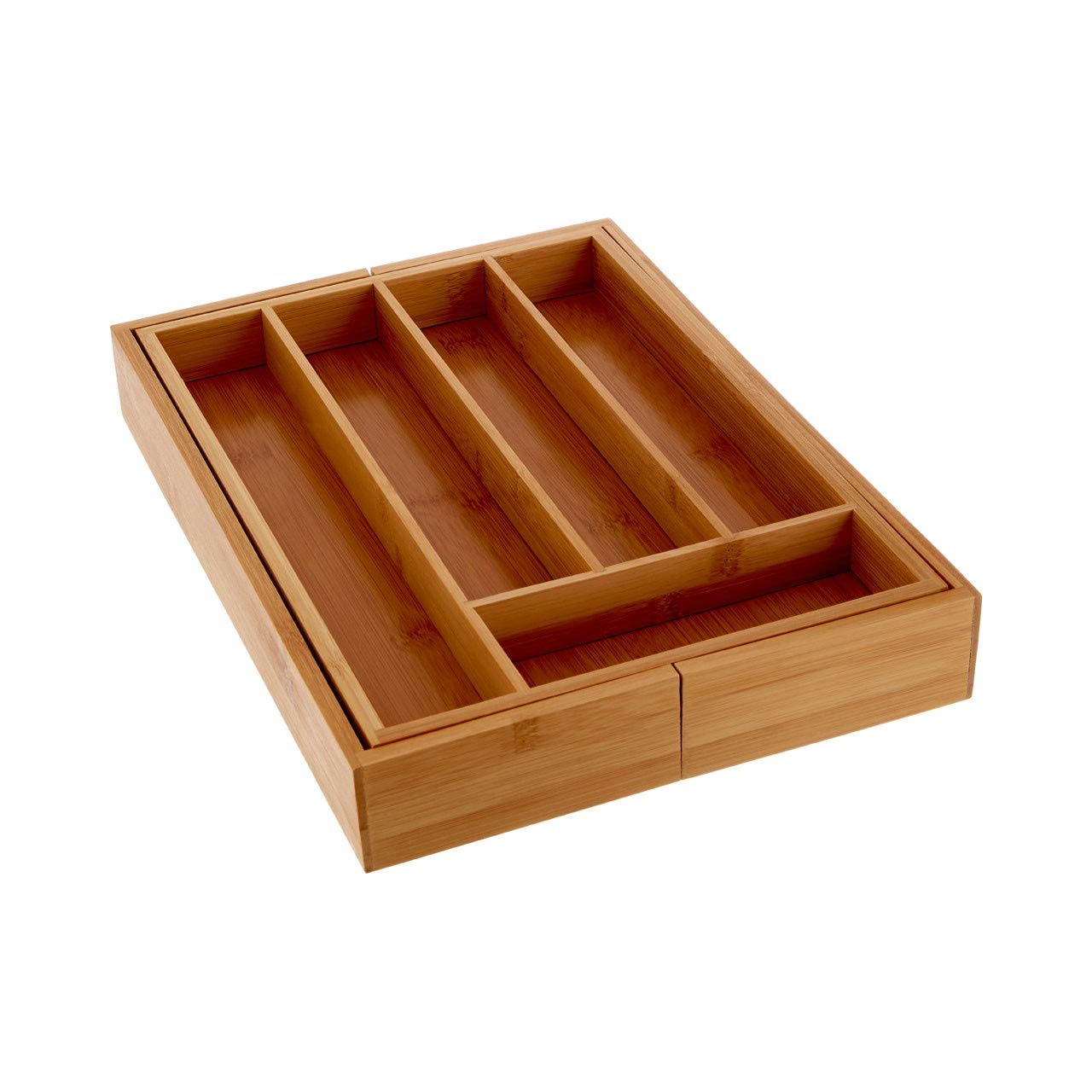 Premier Housewares Drawer Kitchen Drawer Tray Bamboo Cutlery Tray Organiser Cutlery Trays For Drawers Kitchen Cutlery 5 x 25.4 - 38.5 x 35.5 cm