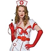 RONGXG Halloween Nurse Fancy Dress Outfit Nurse Costume with Long Glove Headband Stethoscope Cosplay Theme Party Carnival Cosplay Set, Style-a