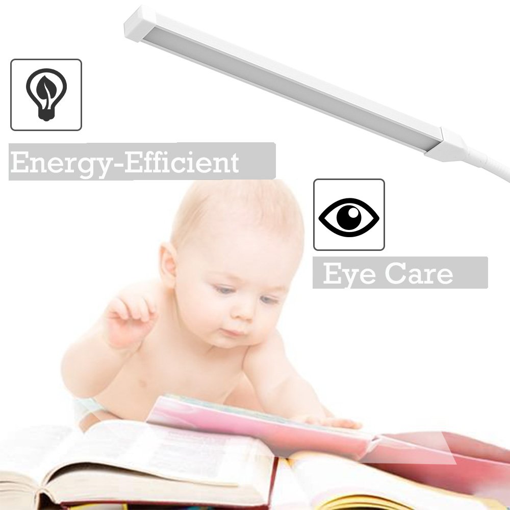 LED Floor Lamp Standing Reading Lamp, Dimmable Gooseneck Clip-on Lamp (4 Color Modes, 8W, Floor Light for Living Room, Bedroom, Office) White