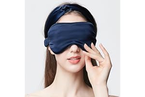 1 Pack Navy Blue Satin Sleep Mask - Similar to Silk Satin Sleeping Blindfold Eye Masks for Travel, Nap, Night