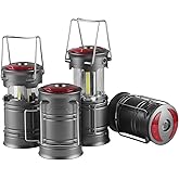 Lichamp 4 Pack LED Camping Lanterns, Battery Powered Lantern Flashlight COB Camp Light for Power Outages, Camping Supplies and Home Hurricane Supplies, F4GY