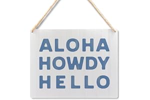 Ryeolo Coastal Wall Decor: Aloha Howdy Hello Wooden Plaque Signs, Cowgirl & Granddaughter Room Decor, Beach Wall Hanging, 10.2x7.8 Inches