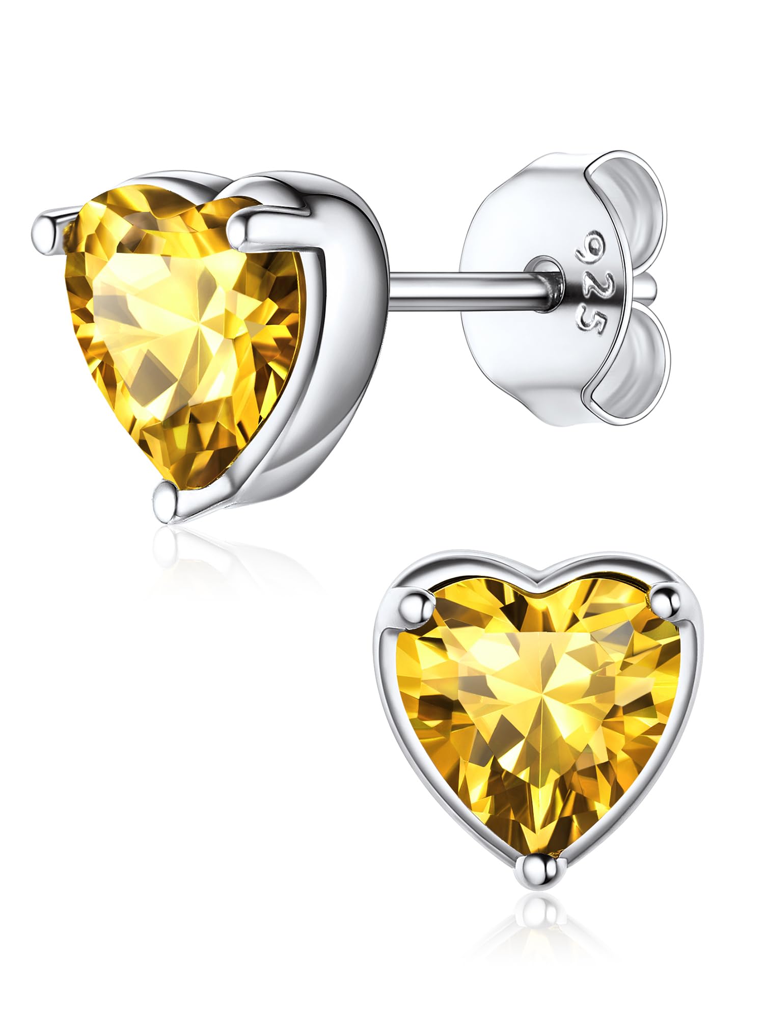 ChicSilver November Birthstone Heart Stud Earrings For Women 925 Sterling Silver Birth Gemstone Jewelry — image 1