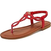 iCKER Women Flat Sandals Braided Thong Summer Elastic Strap Woven Beach Dressy Flip Flops Sandals