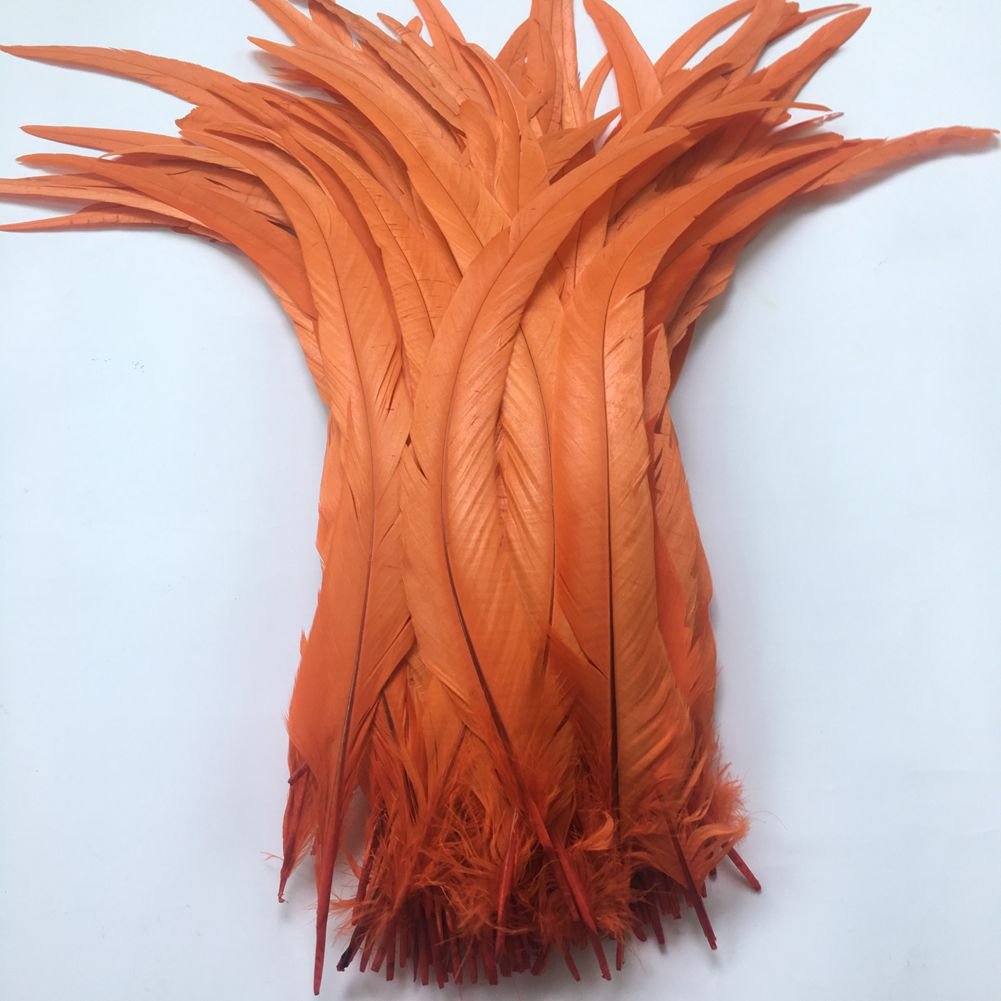Sowder Orange Rooster Coque Tail Feathers 16-18inch Lengh Pack of 20