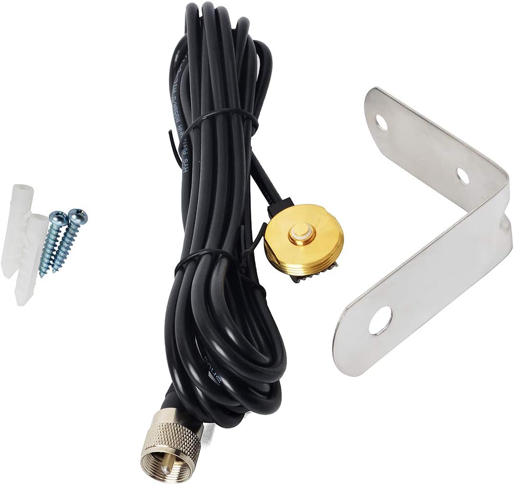 HYS NMO Antenna Mount with 4m (13.1ft) RG58 Cable with UHF-Male Connector and L Shape Fender Mount for Mobile Radio Transceiver: GPS & Navigation