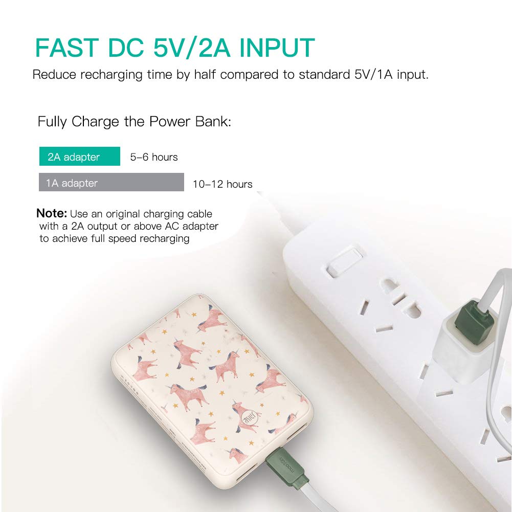 Cute Portable Charger 10000mAh,Sethruki Unicorn Pocket-Size Fast Charging Dual USB Mini Power Bank External Battery Pack for iPhone X 8 7 Plus and More,Gift for Girl Women Kid.