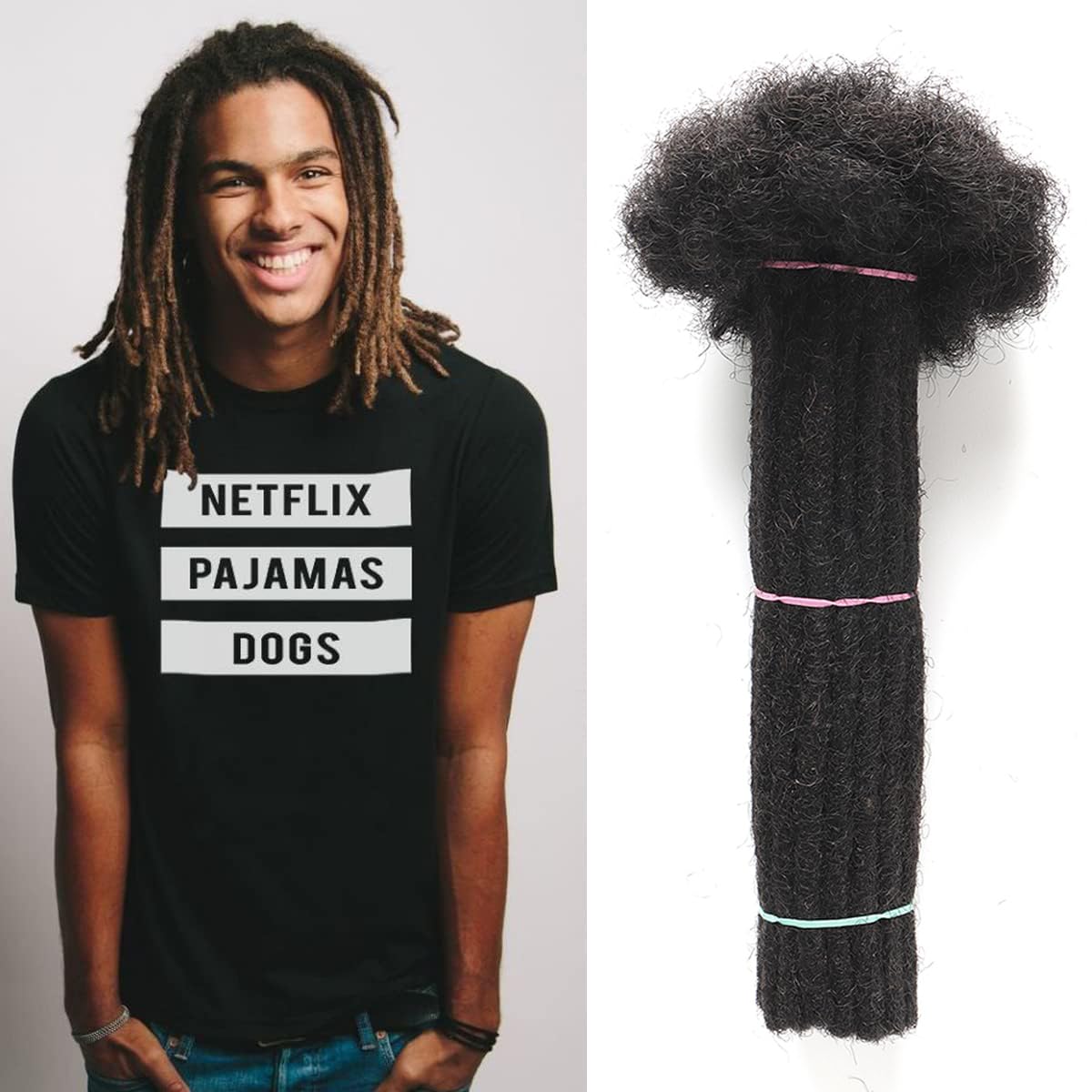 Alaleibaby 0.6 cmThickness 12 Inch 20 Strands Real Human Hair Dreadlock Extensions for Man/Women Full Head Handmade Permanent loc Extensions Bundles Can Be Dyed Bleached Curled and Twisted โ image 1