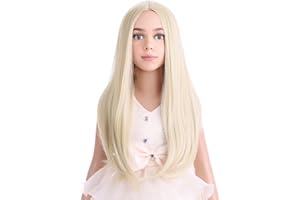 PATTNIUM Kids Blonde Wig Long Straight Wig Girls Wig Blonde Child Wig Heat Resistant Synthetic Wig with Wig Cap (Blonde)