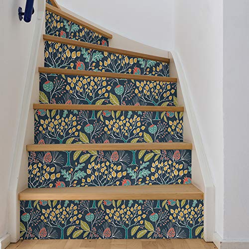 NuWallpaper NU3038 Groovy Garden Navy Peel & Stick Wallpaper Multicolor