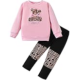 Afsmlys Tween Girl's Letter Print Top + Jogger Pants 2 Piece Casual Outfit Set Kids Fall Clothing, Sizes 6-14 Years