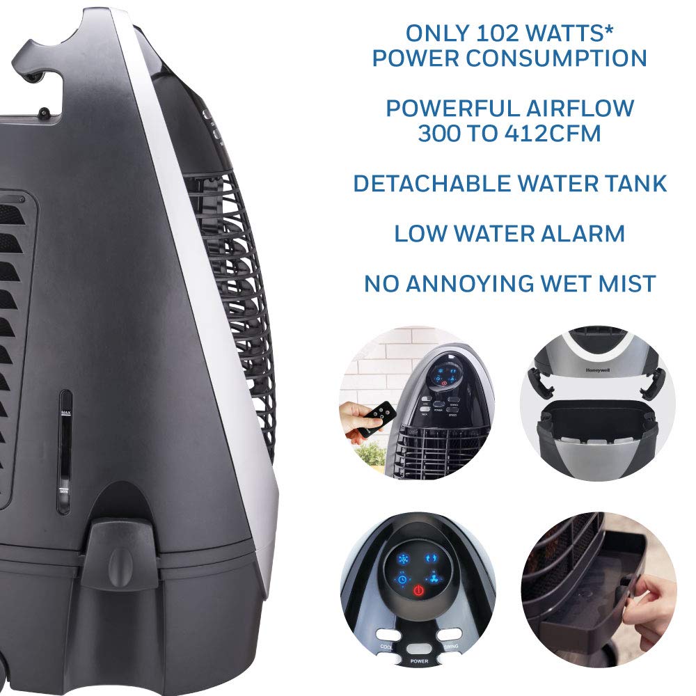 Honeywell 300412CFM Portable Evaporative Cooler, Fan & Humidifier with
