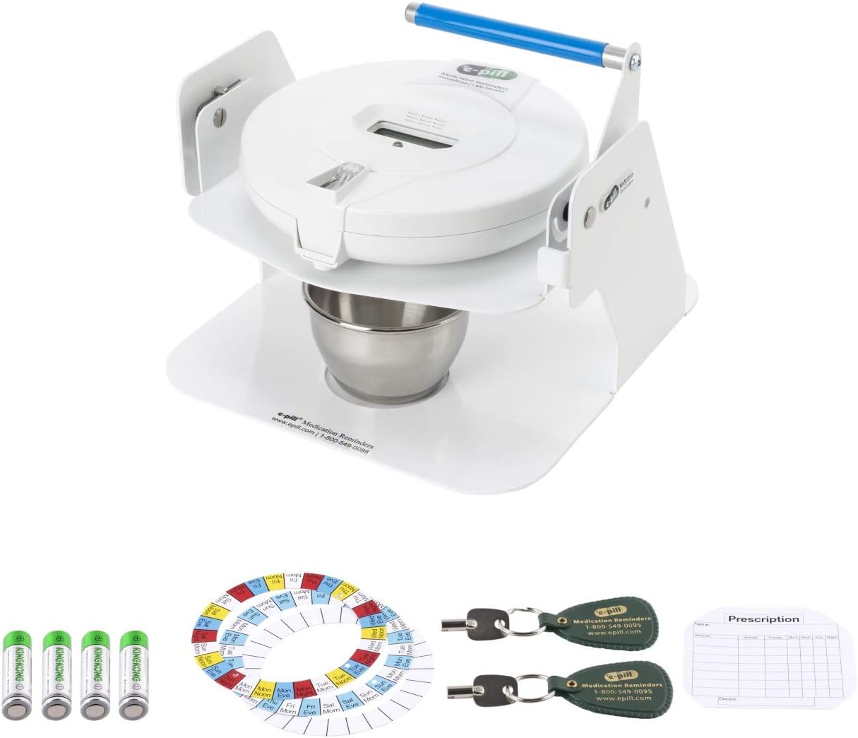 e-Pill MedTime Station Plus – Advanced Locked Automatic Pill Dispenser - White Lid: Health & Personal Care