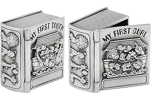 FINGERINSPIRE 2Pcs My First Curl and My First Tooth Keepsake Box Antique Silver Tooth Collection Organizer Holder My First Curl and Tooth Keepsake Box Set for Kids to Keep The Childhood Memory
