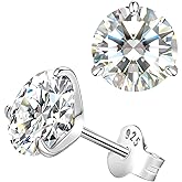 Moissanite Stud Earrings for Women, Gold Vermeil 925 Sterling Silver Lab Created Diamond Studs Solitaire Earrings Jewelry Gift Women Men