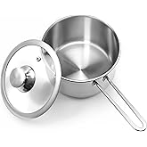 AuFranc® 2 Quart Tri-ply Stainless Steel Saucepan with Glass Lid, Induction Sauce Pan Compatible with All Cooktops, Non-Toxic Sauce Pot with Stay Cool Handle, Oven & Dishwasher Safe (Silver)