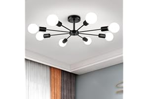 ZSMIHDOH 23.62'' Semi Flush Mount Ceiling Light, 8 Light Matte Black Sputnik Chandelier Kitchen Light Fixtures Dining Room Light, Modern Chandelier for Bedroom Living Room (Exclude Bulb)