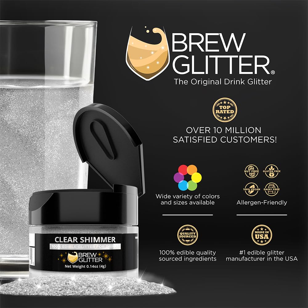 Brew Glitter Clear Edible Drink Glitter 1x 4g Jar for Cocktails, Beer, & Beverages