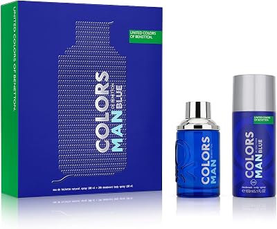 Benetton United Colors Blue Gift Set EDT 100ml Deodorant 150ml Men's Fragrance