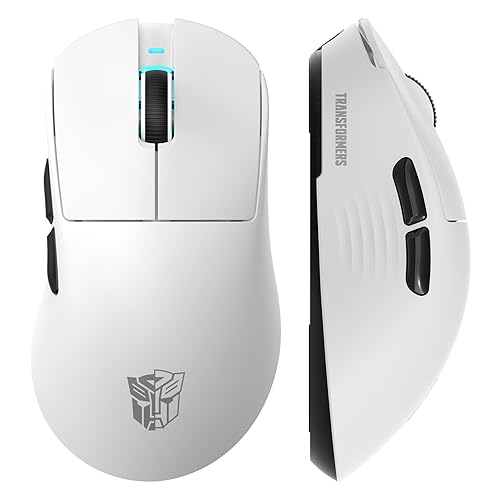 Transformers GM04 63g Lightweight Wireless Gaming Mouse, 12000 DPI, PAW3311 Sensor, 100h Battery Life, 2.4G/USB-C/Bluetooth Wireless Mouse with 5 Programmable Buttons for PC/Mac/Laptop(White)
