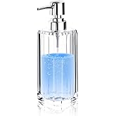 Diakey Acrylic Hand Soap Dispenser, Crystal Clear Modern Liquid Soap Dispenser Bathroom and Kitchen, Thick Refillable Hand Wash Lotion Bottle with Silver Pump, 1 Pack