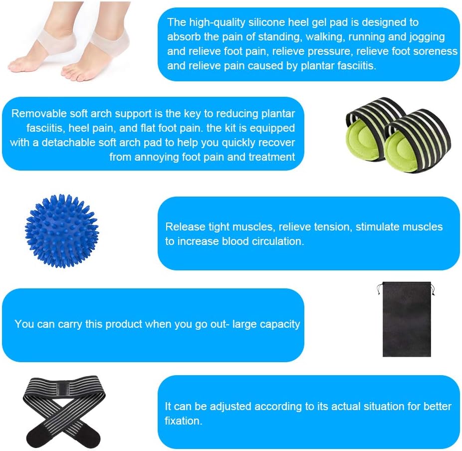 Aojun 8 pcs Plantar Fasciitis Night Splint Planters Facitis Support for Ankle Brace Foot for Plantar Fasciitis-Black: Health & Personal Care