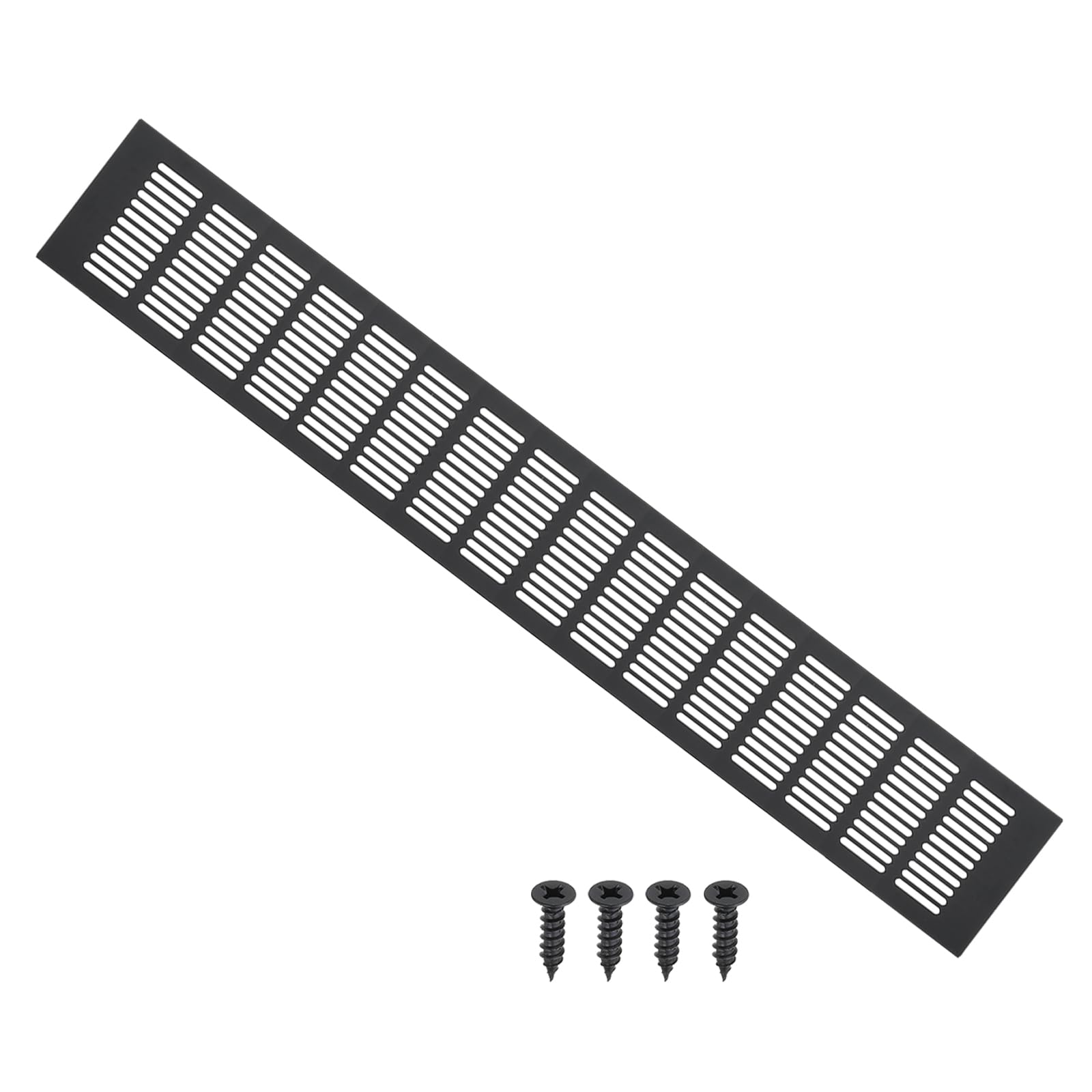 PATIKIL 23.6 x 4 Inch Door Air Vent Cover, Aluminum Grille Ventilation Cover Louvered with Mounting Screws for Cabinet Wardrobe Door, Black