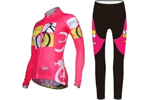 Uriah Women's Thermal Fleece Cycling Jersey Long Sleeve and 3D Gel Padded Pants Sets