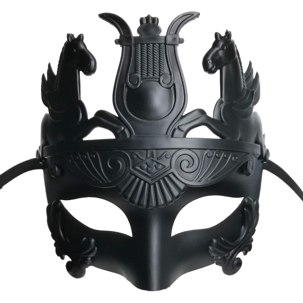 Ubauta Black Ancient Greek Spartan Warrior Roman Gladiator Mask, For Masquerade Costume Party/Mardi Gras/Phantom Of The Opera/Ball