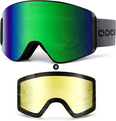 Odoland Ski Goggles Set Frameless Interchangeable Lens UV400 Anti-Fog
