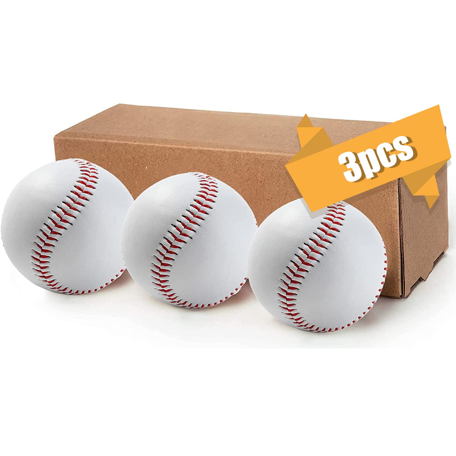 Professional Baseballs 9 Inch, LeapBeast 3 Pieces Hand Stitched Baseballs, Soft Rubber Core Baseballs for Adults, Youth Training, Professional Baseball Games