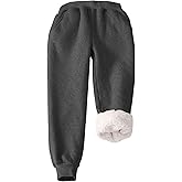 Rousytn Girls Boys Fleece Sweatpants Sherpa Lined Joggers Pant Winter Warm Kids Athletic Pants Elastic Waist with Pockets